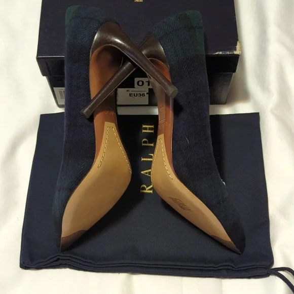 Ralph Lauren Celia Black Watch Tartan Pumps Women's Size 6/36 B Black Mu Tartan. - Picture 5 of 13